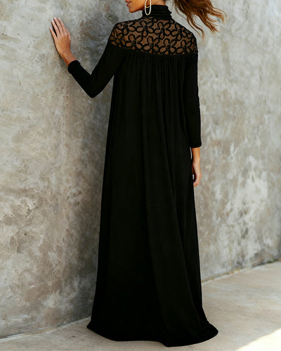 EB | Kleid mit Stehkragen Aus Mesh und Patchwork
