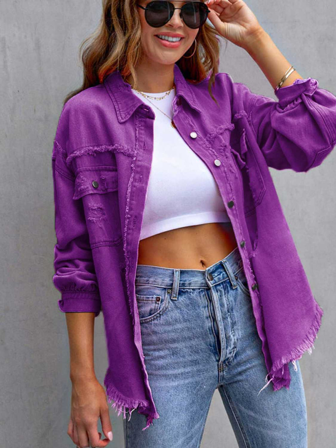 EB | Distressed Drop Shoulder Denimjacke