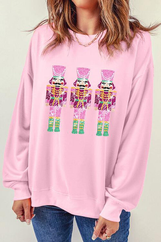 EB | Weihnachten Lässig Locker Rundhals Pailletten Ärmel Sweatshirt