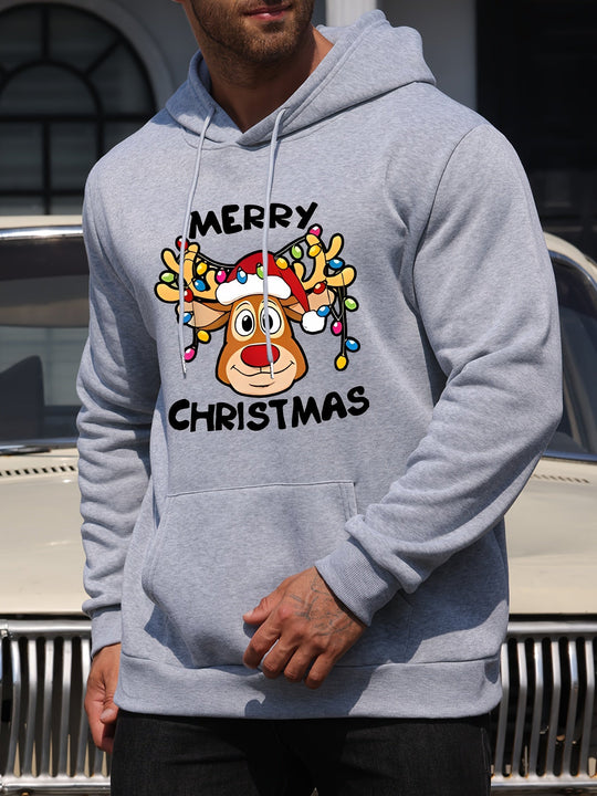 EB | Weihnachtskapuzenpullover mit Rentierdruck Polyester Frohe Weihnachten Design