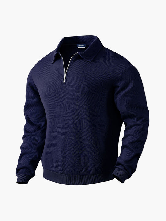 EB | Halb-Zip Pullover mit Strukturmuster - Smart-Casual Stil für Alltag und Büro