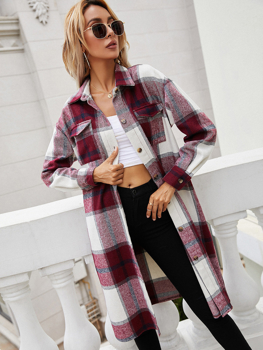 EB | Karierte Longline Hemdjacke