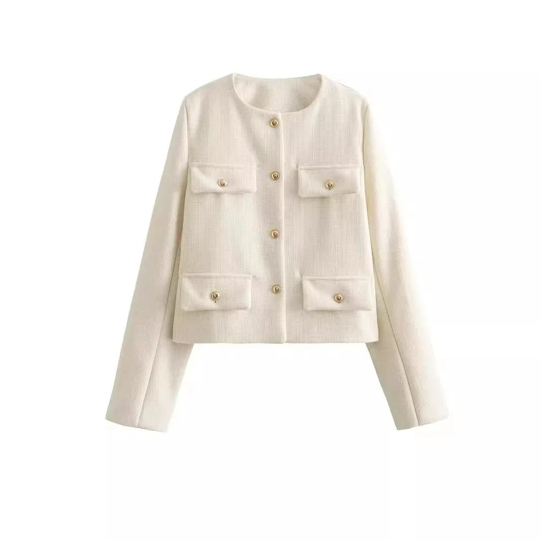 EB | Elegant und schicke Damen Blazerjacke mit Struktur und Knöpfen