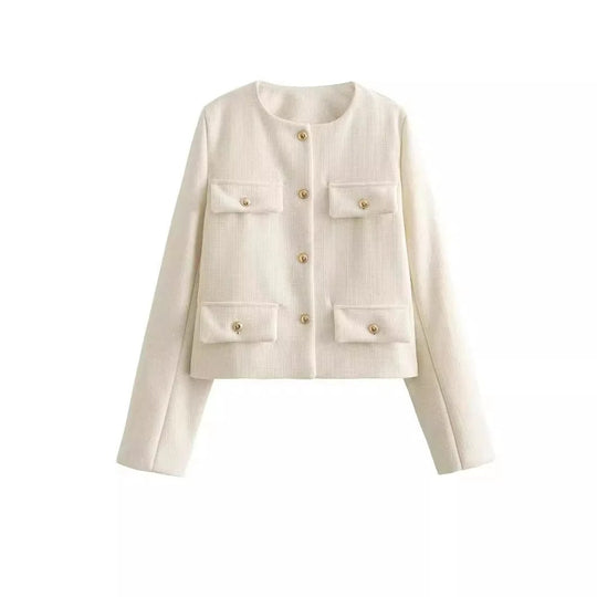 EB | Elegant und schicke Damen Blazerjacke mit Struktur und Knöpfen