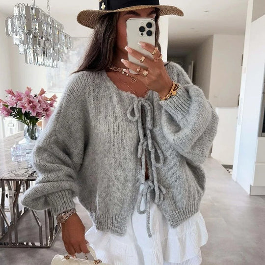EB | Strickcardigan mit Schleifen Weich und Warm Trendy Look