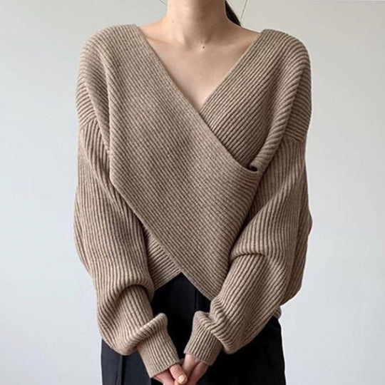 EB | Rippstrick-cross-over-pullover Weich und Elegant Moderne Passform