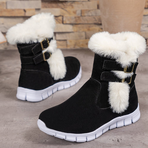 Stilvolle Winterstiefel mit Fellbesatz und Schnallen EB EB