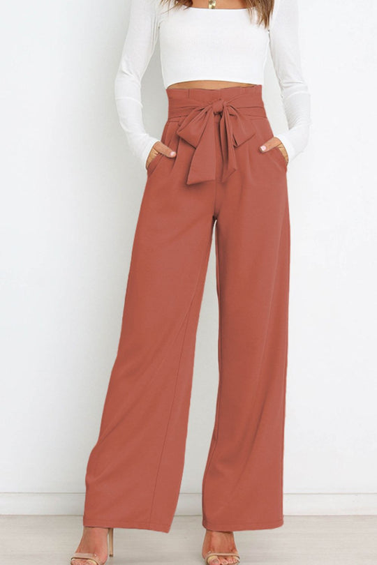 EB | Hohe Taille Paperbag Hose mit Schleifendetail