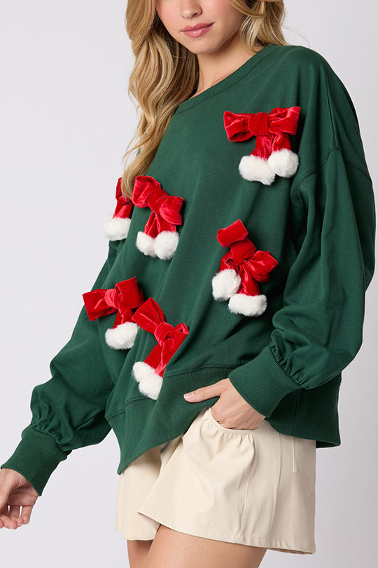 EB | Weihnachts Schleife Verziert Lässiges Langärmeliges Sweatshirt
