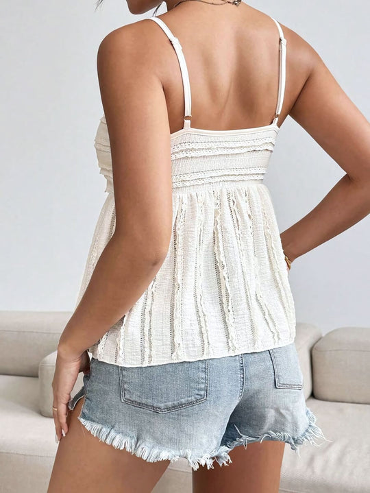 EB | Chiffon-Spitzen-Hosenträger-Top
