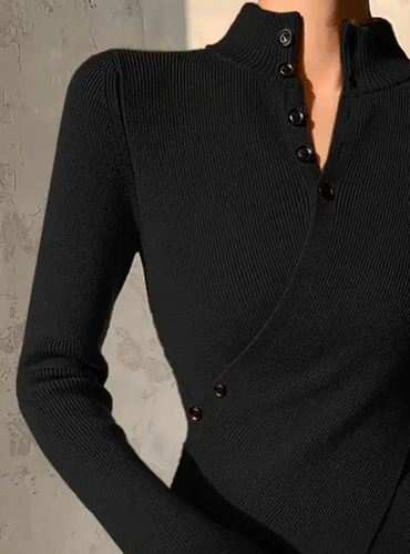 EB | Asymmetrisch Strukturstrick Bluse Polyester-mischung Elegant und Modern