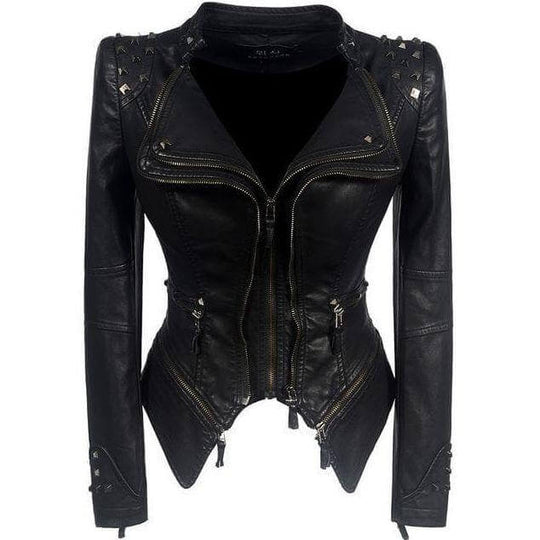 EB | Damen Nieten PU Lederjacke