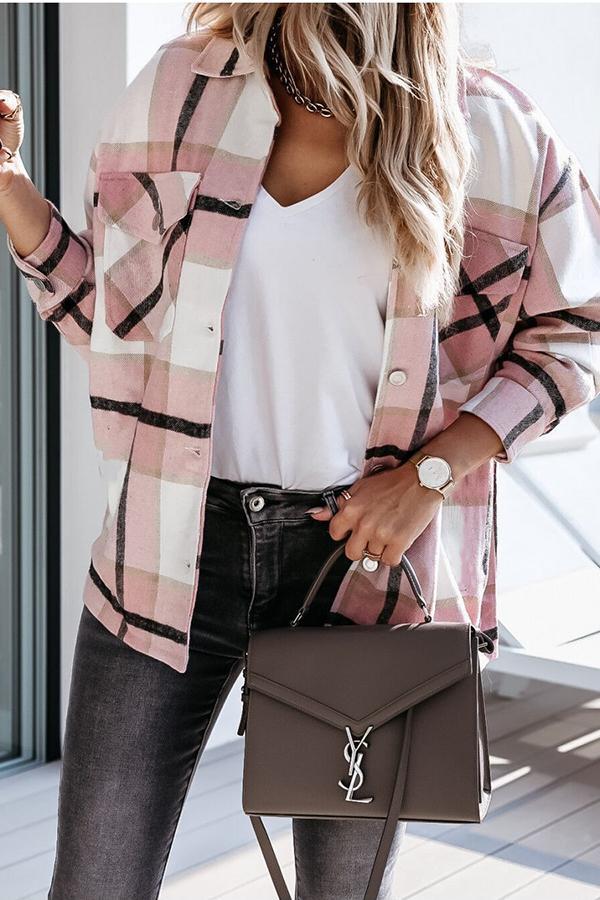 EB | Feeling Plaid Mit Taschen Entspannte Jacke