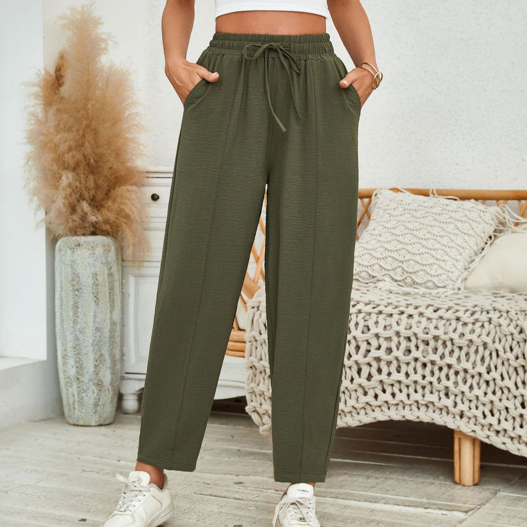 EB | Locker lässige Neun-Punkt-Hose mit Kordelzug und elastischer Taille