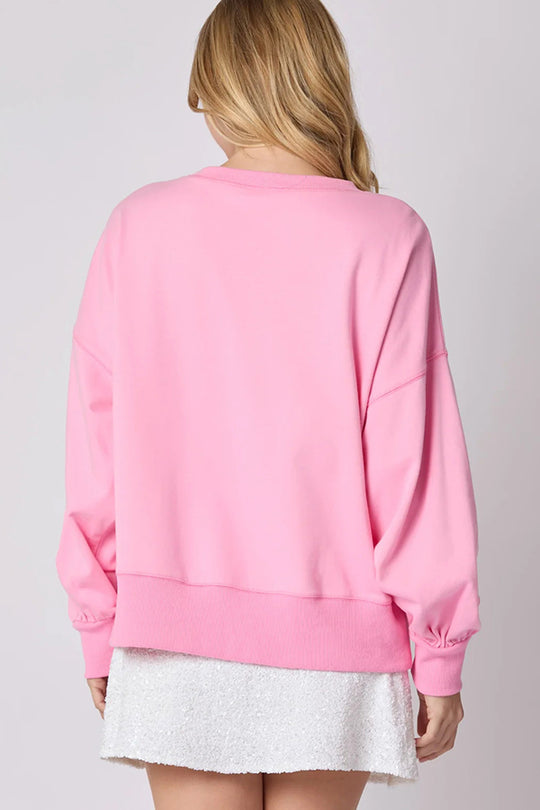 EB | Weihnachtsbogen Pailletten Lockere Freizeit Langarm Sweatshirt