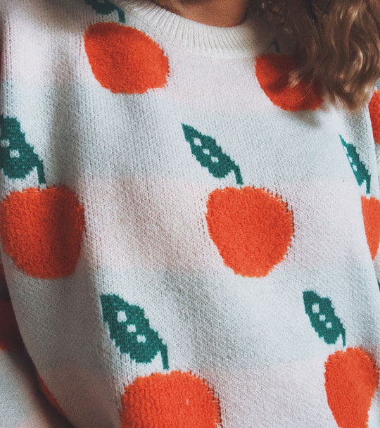 EB | Strickpullover mit Früchteprint Weich und Einzigartig Gemütliche Passform