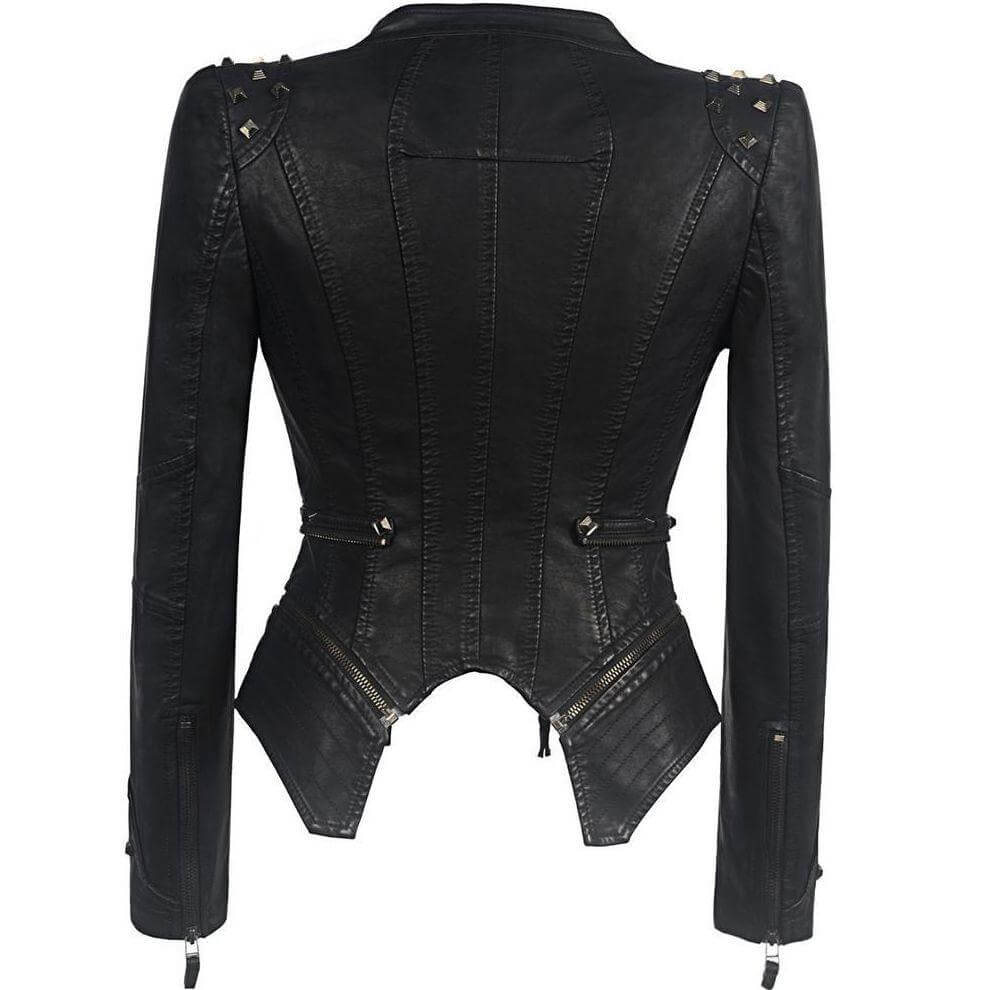 EB | Damen Nieten PU Lederjacke