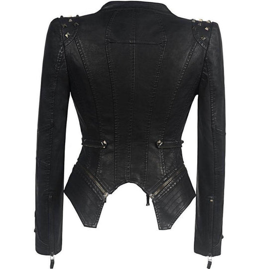 EB | Damen Nieten PU Lederjacke