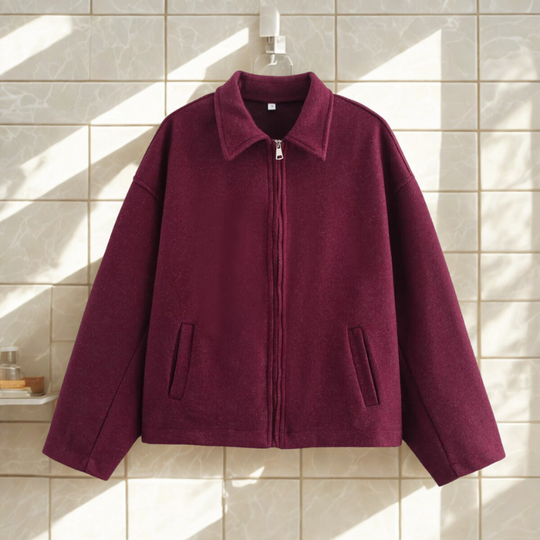 EB | Fit Damen Kurzjacke mit Spitzem Kragen und Frontreißverschluss