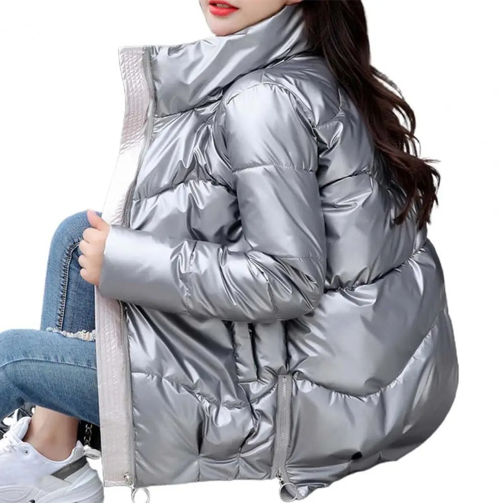 EB | Pufferjacke - Gequiltet und Leicht - Hoher Kragen - Glänzende Oberfläche - Warm und Bequem