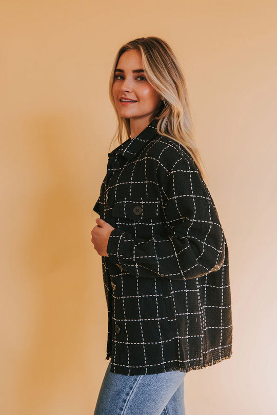 EB | Karierte Jacke mit Großen Taschen Polyester-baumwolle Schick und Vielseitig