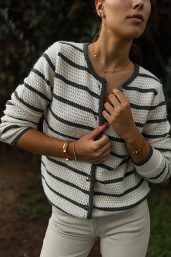 EB | gestreifter Rundhalsjacke