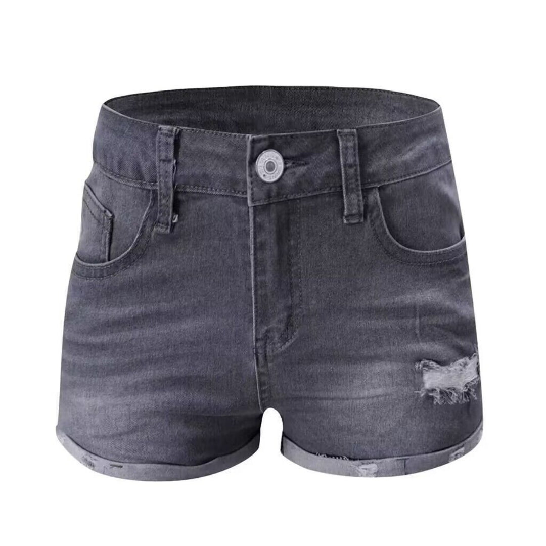 EB | Zerrissene Quasten-Denim-Shorts