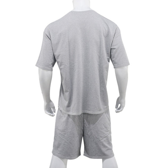 EB | Lockeres T-Shirt Shorts einfarbiges Set