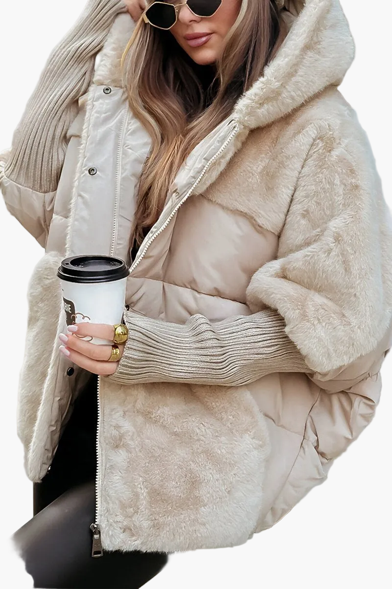 EB | Winterjacke mit Kapuze - Modische Teddy-Steppjacke für Outdoor und Alltag