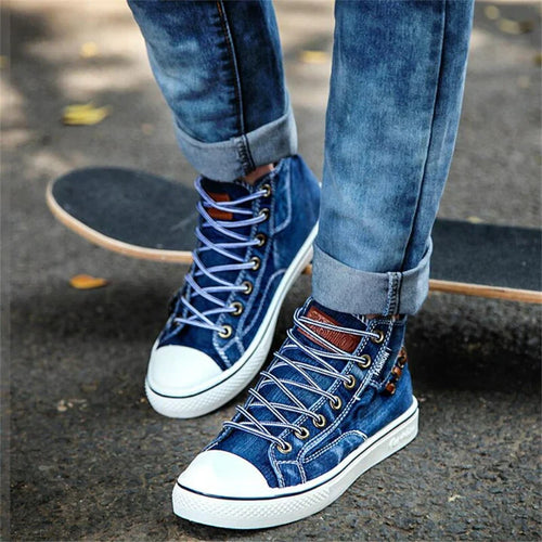 Freizeitschuhe aus Denim mit Schnürung EB