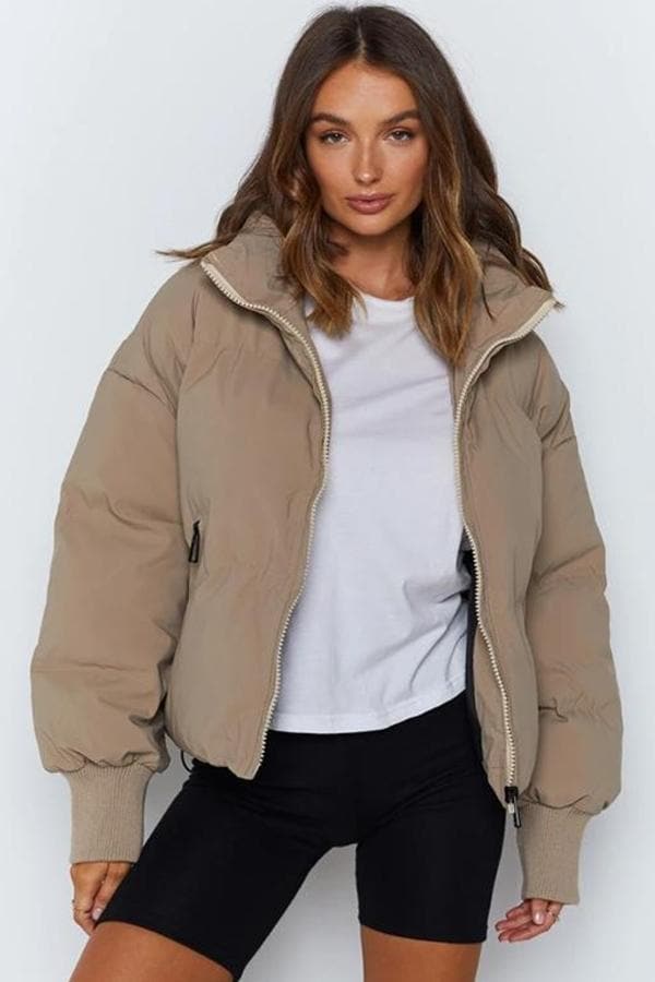 EB | Pufferjacke - Gestepptes Design - Oversized Fit - Hoher Kragen - Gepolstert und Warm
