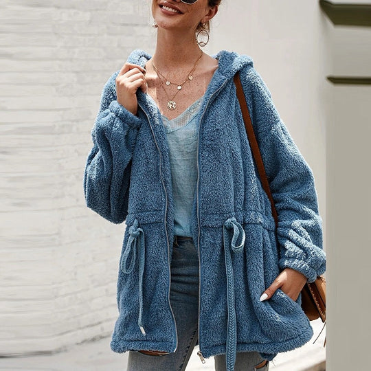 EB | Teddyjacke - Weicher Plüsch - Kapuze & Reißverschluss - Oversized Passform - Taschen