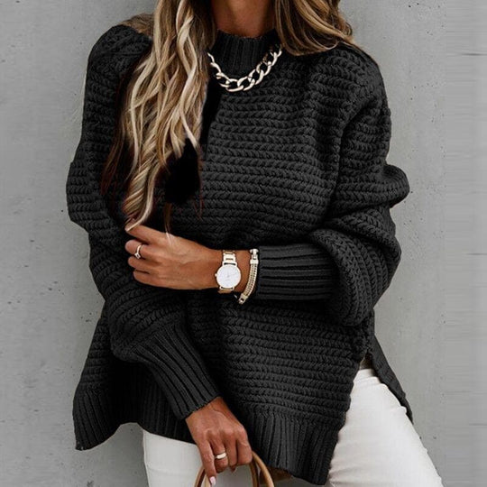 EB | Strickpullover Oversized Schnitt Hoher Ausschnitt Weich und Warm
