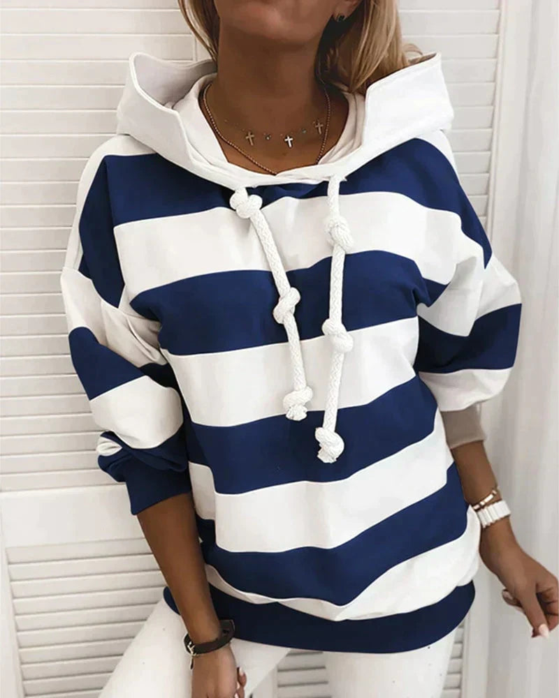 EB | Hoodie - Damen Herbst Gestreifter Hoodie