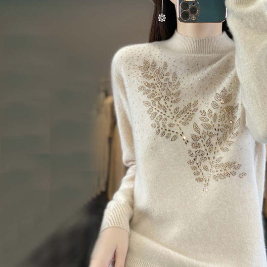EB | Strickpullover Mit Zartem Blättermuster