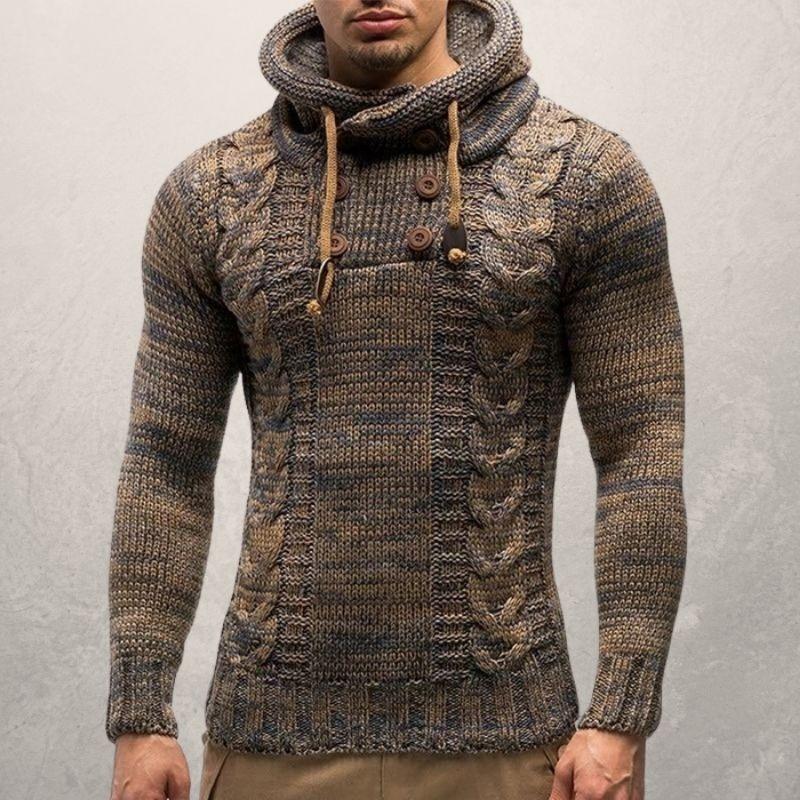 EB | Wool Kabelstrick Kapuzenpullover Slim Passform Pullover