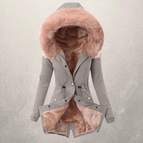 EB | Parka-Jacke mittellang Fit Mit Kunstpelz gefüttert Kapuze mit Knopfverschluss