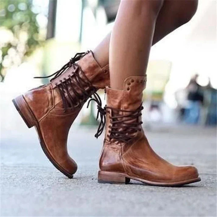 EB | Stylische Lederstiefel mit Schnürsenkeln