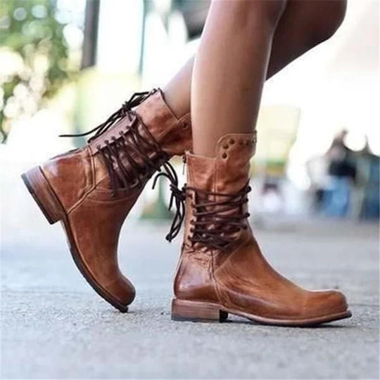 EB | Stylische Lederstiefel mit Schnürsenkeln