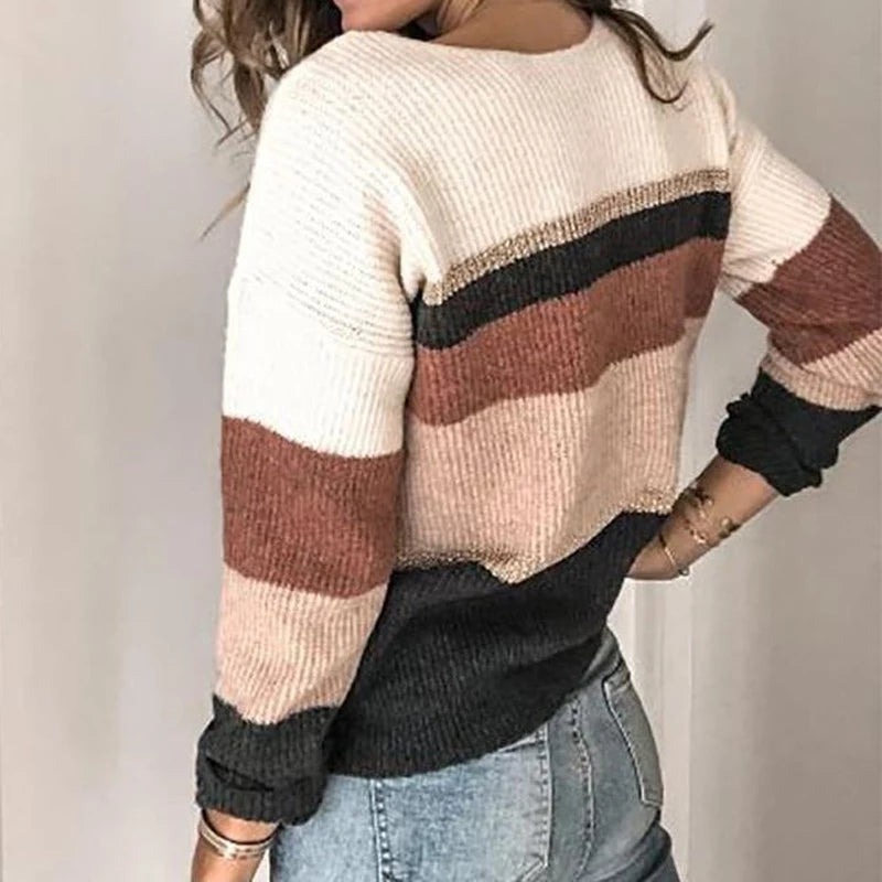 EB | Strickpullover V-Ausschnitt Lockere Passform Weich und Bequem Lange Ärmel
