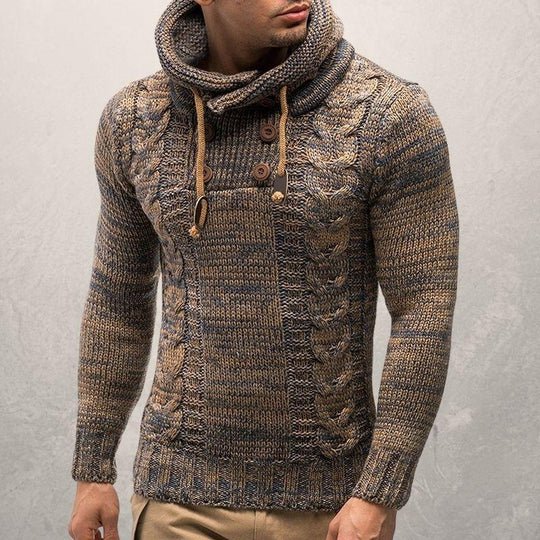 EB | Wool Kabelstrick Kapuzenpullover Slim Passform Pullover