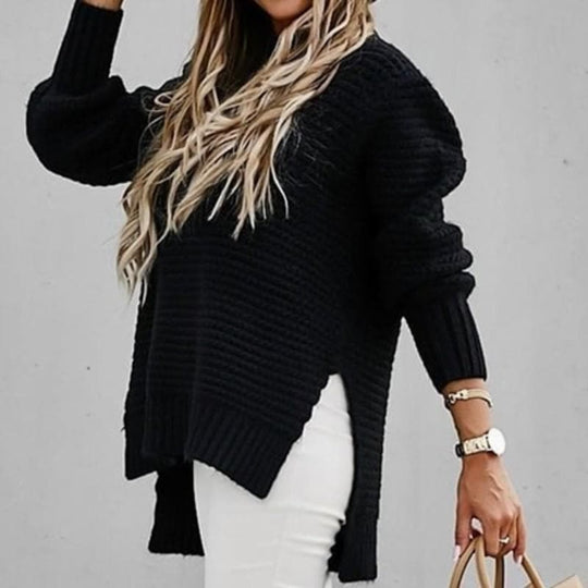 EB | Strickpullover Oversized Schnitt Hoher Ausschnitt Weich und Warm