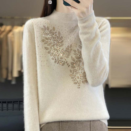 EB | Strickpullover Mit Zartem Blättermuster