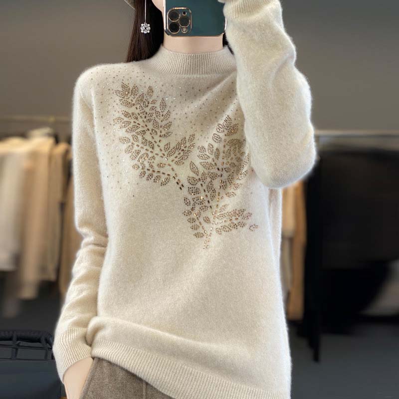 EB | Strickpullover Mit Zartem Blättermuster