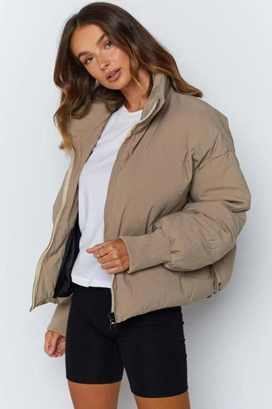 EB | Pufferjacke - Gestepptes Design - Oversized Fit - Hoher Kragen - Gepolstert und Warm