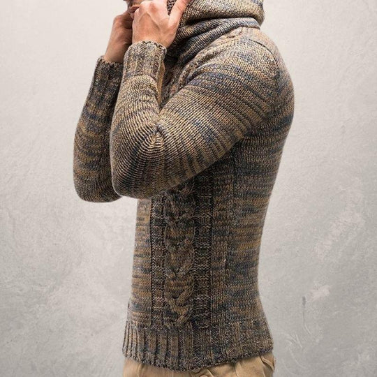 EB | Wool Kabelstrick Kapuzenpullover Slim Passform Pullover
