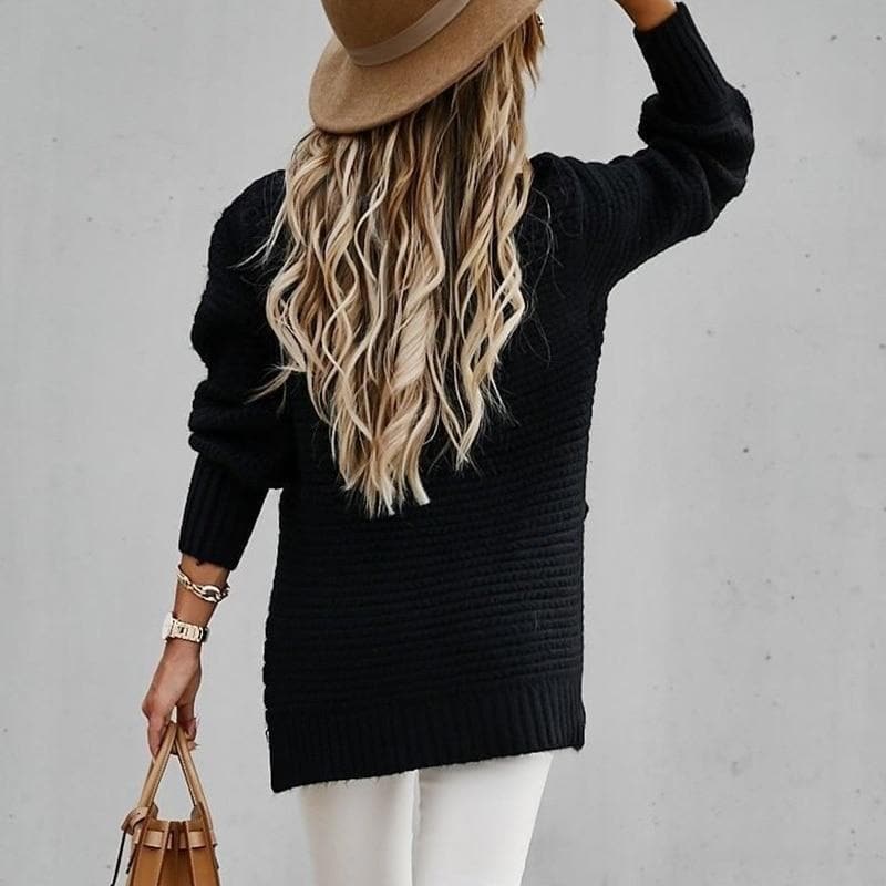 EB | Strickpullover Oversized Schnitt Hoher Ausschnitt Weich und Warm