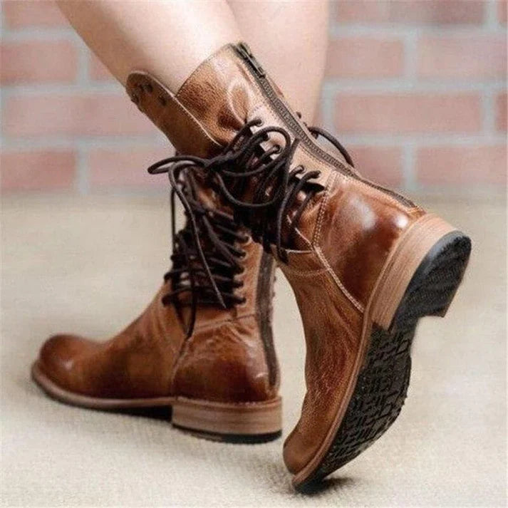 EB | Stylische Lederstiefel mit Schnürsenkeln