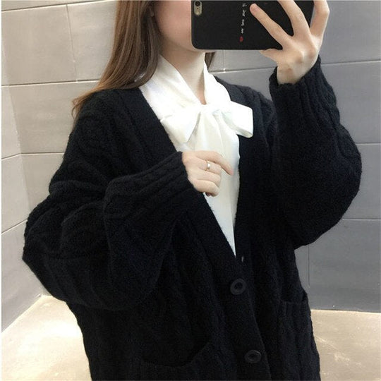 EB | gestrickte Jacke Lang, dick und warm