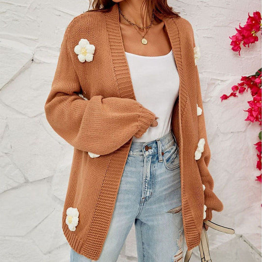 EB | Strickjacke mit 3d Blumendekoration